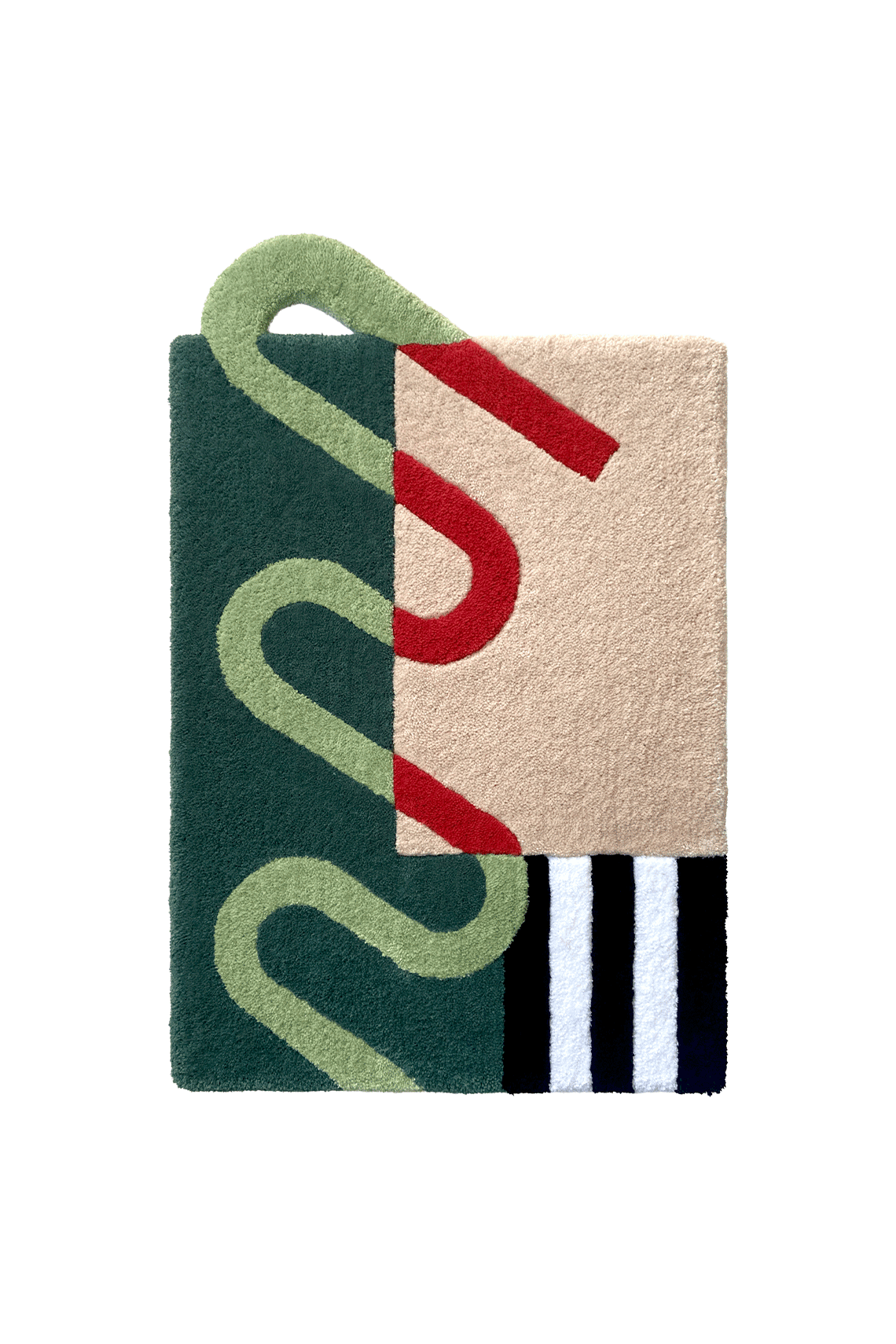 Vue à plat du tapis tufté F.05